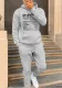 Autumn And Winter Casual Letter Print Hooded Hoodies Sweatpants Set