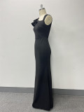 Women's Ruffled Sleeveless Luxury Party Gown Mermaid Evening Dress