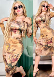 Women's Clothing Autumn Fashion Print Women's Professional Skirt Set
