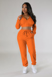 Women's Clothing Fashionable Solid Jacquard Zipper Hoodie Sweatpants Two-Piece Set