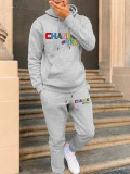 Autumn And Winter Casual Letter Printed Hooded Hoodies Sweatpants Set