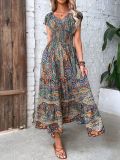 Vestido bohemio elegante y moderno de talle alto para mujer