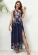 Sexy Women Slash Shoulder Low Back Sleeveless Solid Color High Waist Slit Long Dress