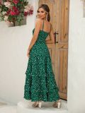 Summer Women's Sexy Floral Printed Strap A-Line Long Dress