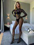 Sexy Lingerie Long-Sleeved One-Piece See-Through Fishnet Bodystockings