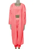 Sexy Solid Fleece Short Vest Trousers Voat Three-Piece Set For Women