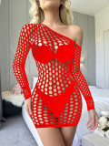 Sexy Lingerie Long Sleeve Sexy Hollow Bodycon  Nightdress