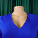 African Women v-neck puff sleeve slit dress
