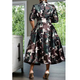 Camouflage Print Trench Coat