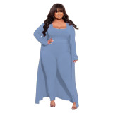 Autumn And Winter High Stretch Ribbed Three-Piece Plus Size Fashionable And Sexy Pants Set