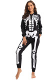 Women's Halloween Skull Print Jumpsuit