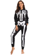 Halloween-Jumpsuit mit Totenkopf-Print für Damen