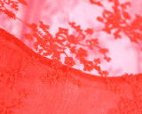 Vestido de noche transparente de encaje de manga larga rojo de otoño para mujer