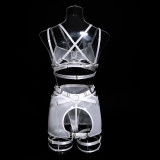 Fashion Solid See Through Mesh Straps Sexy Lingerie Set