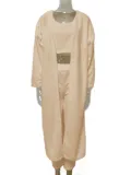 Sexy Solid Fleece Short Vest Trousers Voat Three-Piece Set For Women