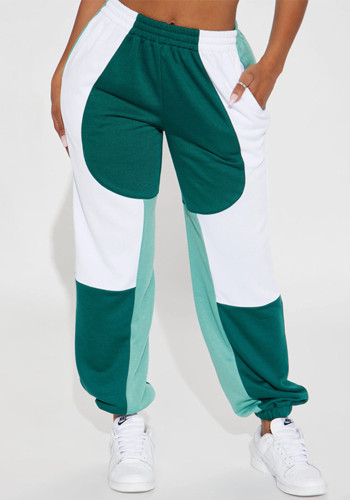 Moda Renk Eşleşen Gevşek Spor Pantolon Elastik Bel Açık Koşu Rahat Eşofman Altı