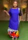 Plus Size African Women Graffiti Contrast Dress
