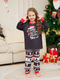Christmas Cartoon Hat Letter Round Neck Long Sleeve Family Pajama Two-piece Set