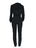 Women Casual Solid Hoodies and Pant Two-Piece Set