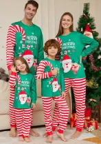 Christmas Cartoon Santa Claus Letter Printed Family Pajama Two-piece Set