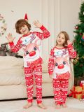 Christmas parent-child home clothes with deer print Round Neck long-sleeved Family Pajama two-piece set