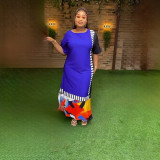 Plus Size African Women Graffiti Contrast Dress