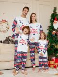 Christmas Cartoon Letter Antler Print Family Pajama Two Piece Set