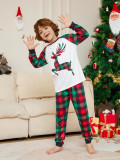 Christmas cartoon elk plaid print Family Pajama two-piece set