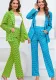 Women autumn and winter houndstooth double-breasted Blazer+ straight trousers two-piece set
