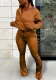 Women Solid Sports Casual Zipper Top and Bell Bottom Two-piece Pants Set