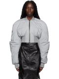Women Round Neck Long Sleeve Zip Waist Reflective Padded Jacket