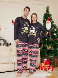 Christmas Cartoon Elk Letter Round Neck Family Pajama Two-piece Set