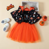 Halloween Day Spring And Autumn Girls Party Dress Children's Cape Two-Piece Set