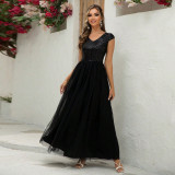 Fashionable And Sexy Women's Sequined Mesh Patchwork Formal Evening Dress