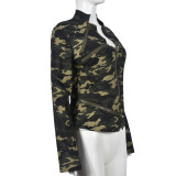 Women's Autumn And Winter Camouflage Pocket Zipper Outdoor Long Sleeve Stand Collar Jacket