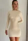 Women Sexy Long Sleeve Backless Solid Bodycon Dress