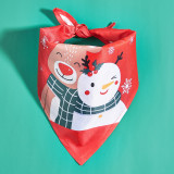 Christmas deer snowman print pet triangle towel dog saliva towel