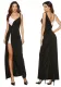 Sexy V-Neck Black And White Patchwork Straps Slit Dress