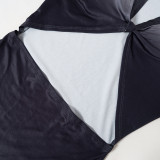 Women's  Fall Casual Printed Long Sleeve Hollowout Knot Slim Short Dress