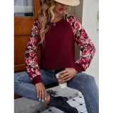 Autumn Printed Patchwork Fashionable And Versatile Casual Round Neck Long Sleeve T-Shirt Women's  Clothing