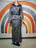 Muslim Women's  Autumn Fashion Leopard Print Long Sleeve Shirt Skirt Two Piece Set