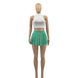 Women's Summer Solid Color Sexy Mini Pleated Skirt