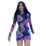 Women Sexy Printed Backless Bodycon Dress