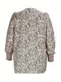 Plus Size Women French Leopard Print Cardigan Jacket