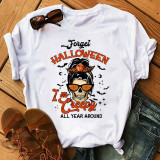 Halloween Women Round Neck Print Short Sleeve T-Shirt