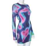 Women Sexy Printed Backless Bodycon Dress