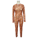 Women Printed Sexy See-Through Jumpsuit
