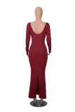 Women autumn square neck long sleeve knitting dress