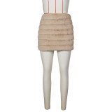 Women autumn and winter zipper plush skirt