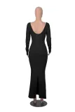 Women autumn square neck long sleeve knitting dress